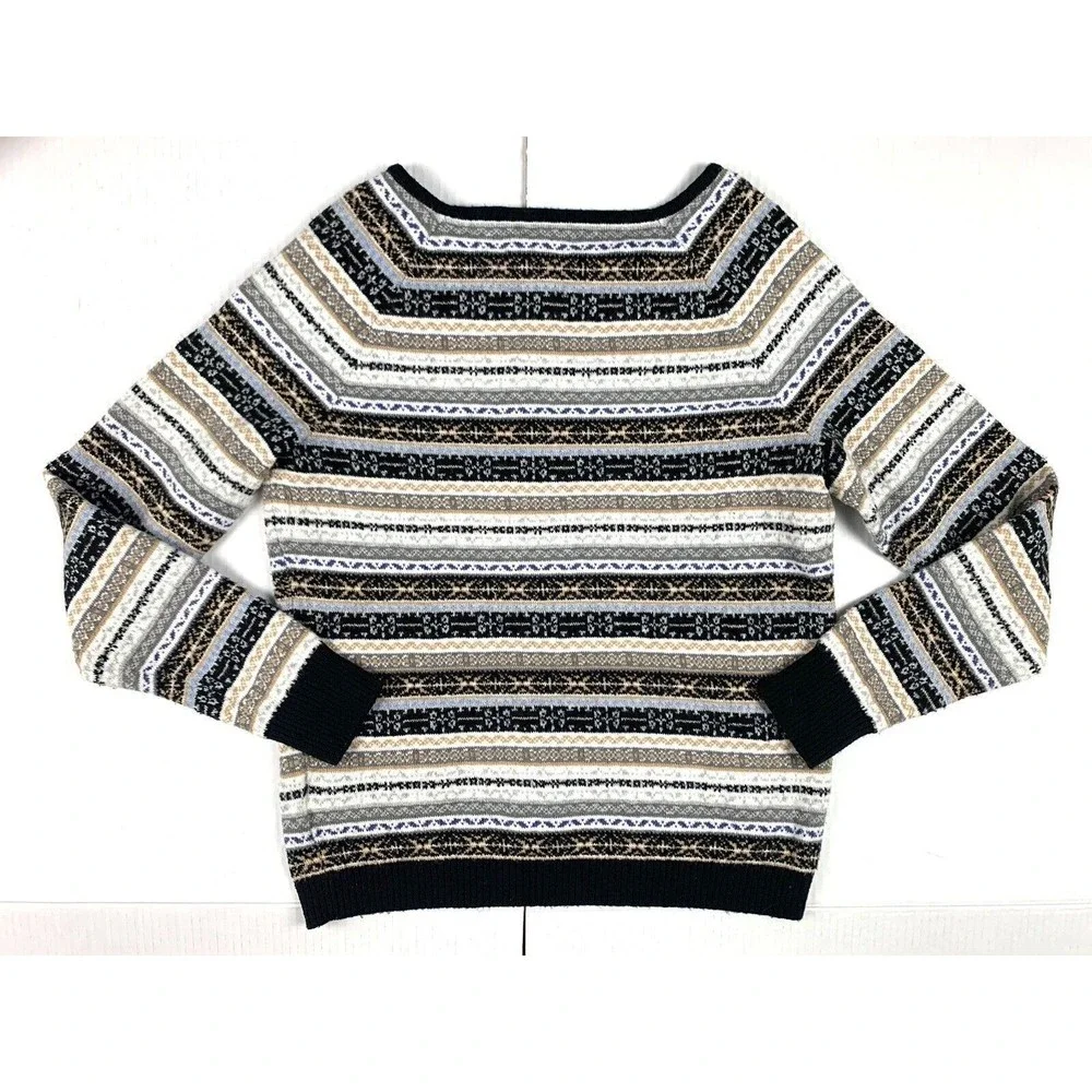 Tommy Hilfiger Men's Medium Gray Sweater Stripe Pullover Crew Knit Casual
